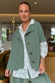 Made in Italy Cooper Needlecord Cap Sleeve Jacket Soft Khaki